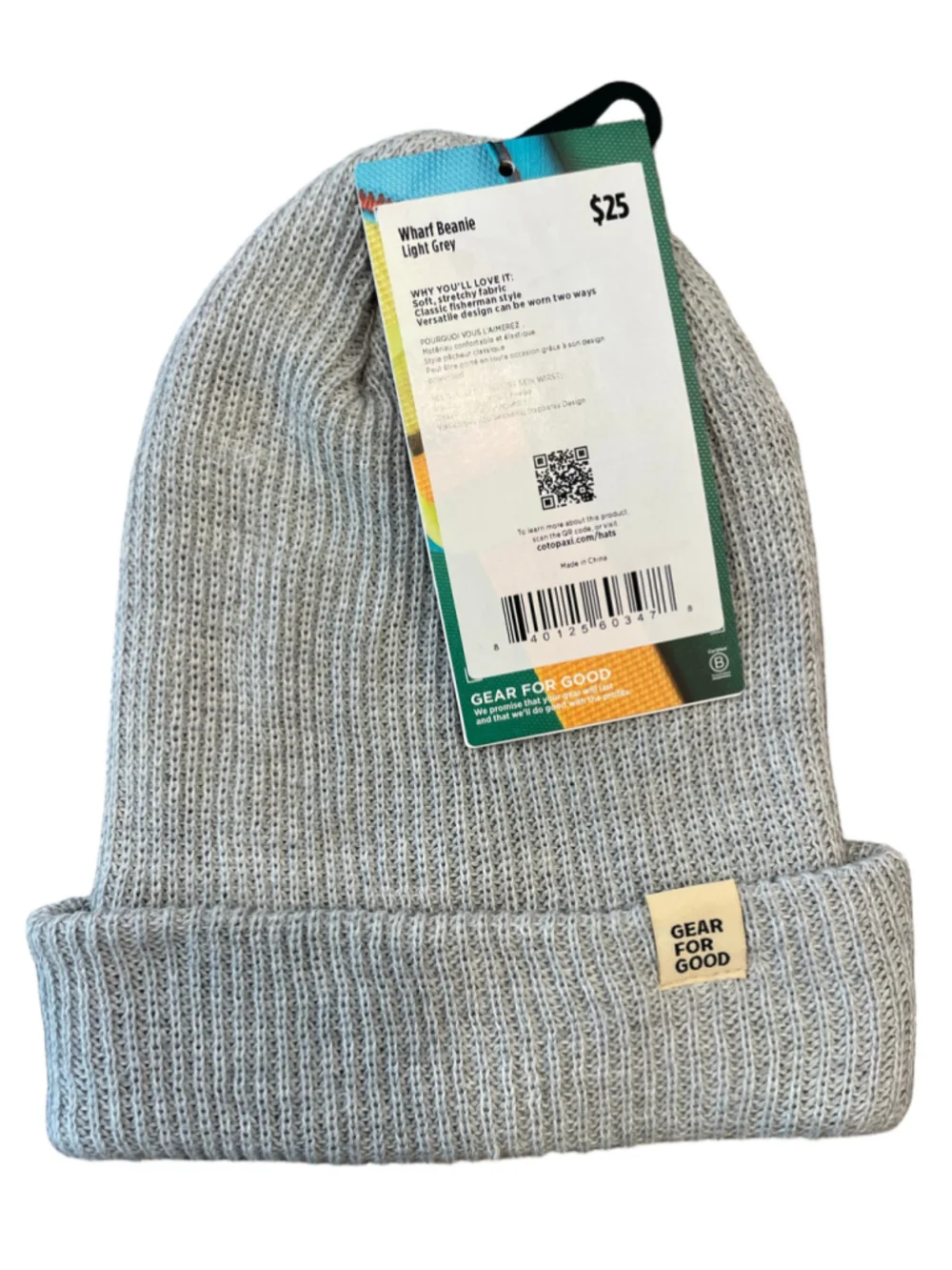 Cotopaxi Wharf Beanie Light Grey Knit Cuffed Fisherman Winter Hat NWT